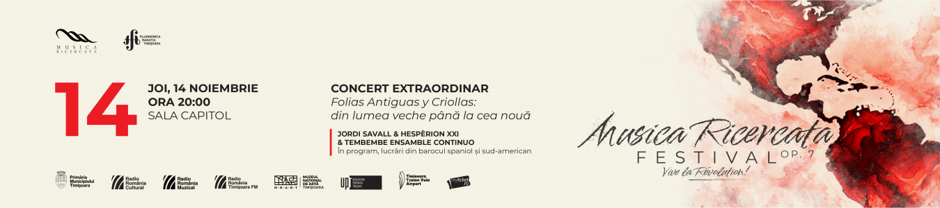 Concert extraordinar „Folias Antiguas y Criollas: din lumea veche pana la cea noua” | JORDI SAVALL & HESPÈRION XXI & TEMBEMBE ENSAMBLE | Musica Ricercata Op. 7