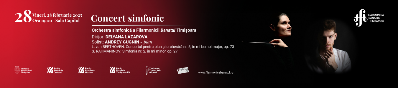 Concert simfonic | Dirijor: DELYANA LAZAROVA, solist: ANDREY GUGNIN – pian