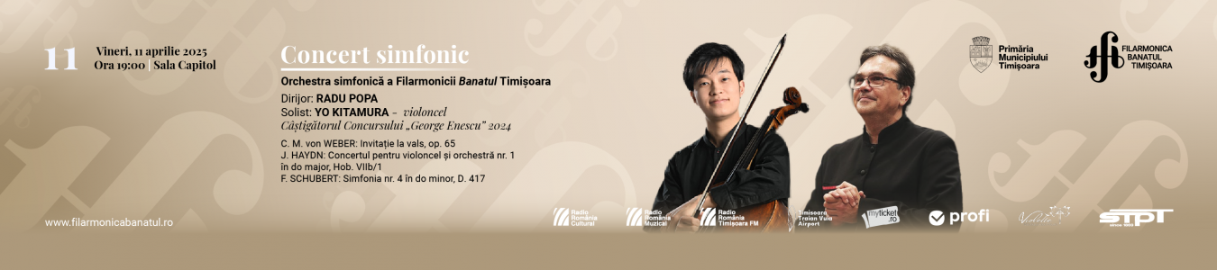Concert simfonic | Dirijor: RADU POPA, solist: YO KITAMURA – violoncel (Castigatorul Concursului „George Enescu” 2024)