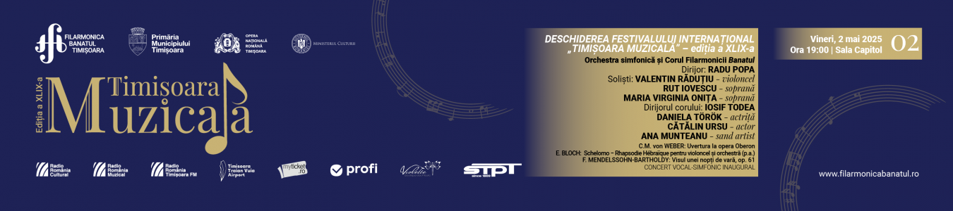 Concert vocal-simfonic inaugural | Dirijor: Radu Popa, solisti: Valentin Radutiu – violoncel, Rut Iovescu- soprana, Virginia Maria Onita - soprana