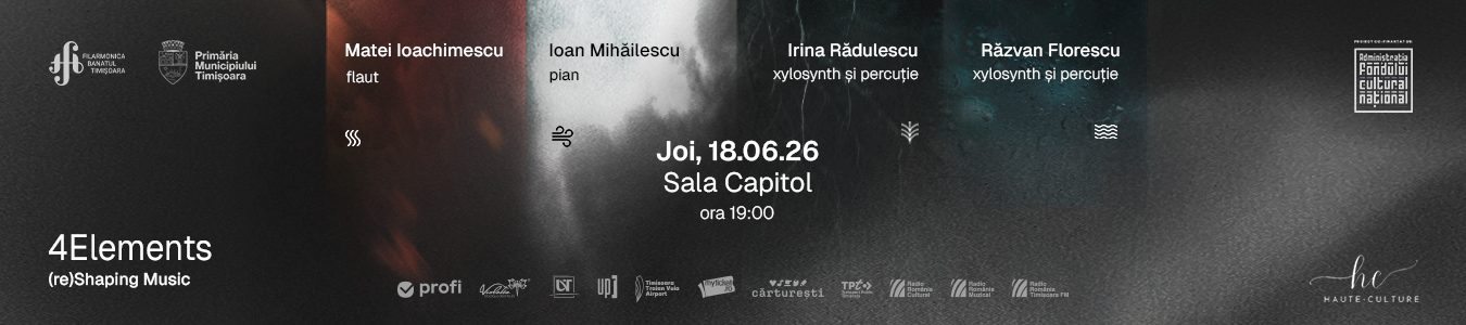 4ELEMENTS: (re)Shaping Music | Recital de flaut, pian și percuție
