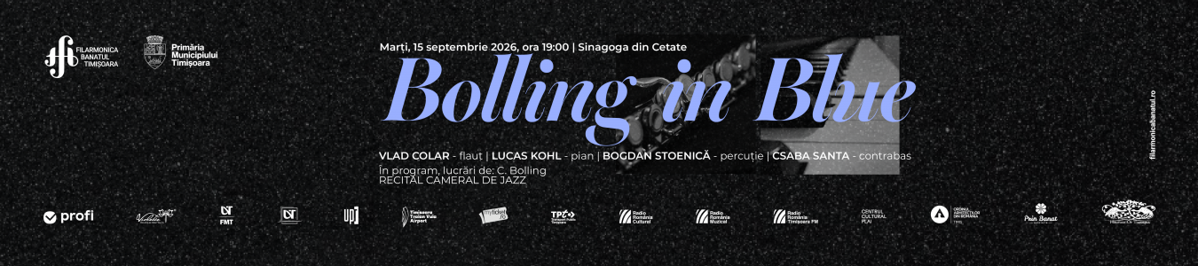 BOLLING IN BLUE | Recital cameral de jazz | VLAD COLAR – flaut, LUCAS KOHL – pian, BOGDAN STOENICĂ – percuție, CSABA SANTA – contrabas